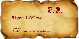 Riger Márta névjegykártya